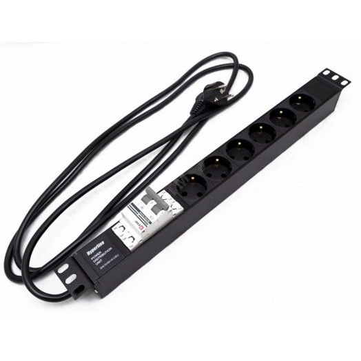 Блок розеток для 19'' шкафов, 6 розеток Schuko (16A)