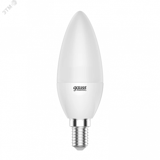 Лампа светодиодная LED 6 Вт 470 Лм 6500К холодная Е14 Свеча Elementary Gauss