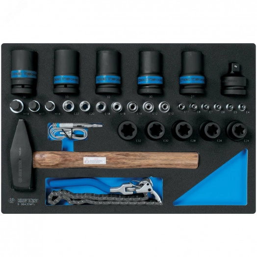 Набор ударных головок 1', головок TORX Е-стандарт, молоток, съемник, тестер, ложемент, 30
