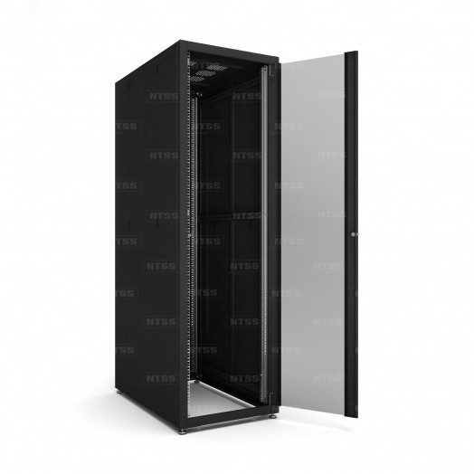 Шкаф напольный телекоммуникационный NTSS RS 32U 600х1000мм, 4 профиля 19, двери стекло и сплошная металл, регулируемые опоры, боковые стенки съемные, разобранный, черный RAL 9005