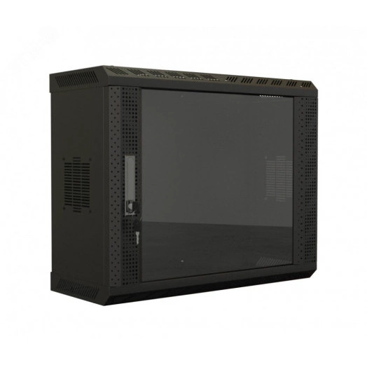 Шкаф TWS-0625-GP-RAL9004 настенный 19-дюймовый (19'') 6U367х600х250стекл дверь