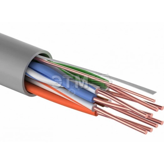 Кабель UTP 4PR 24AWG CU (медь) CAT5e 100 МГц PVC серый бухта 25 м