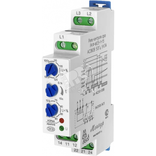 Реле контроля фаз РКФ-М05-1-15 АС110В