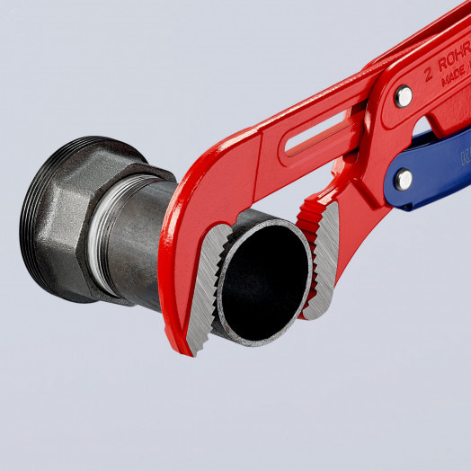 Ключ трубный 2 S-образные тонкие губки с быстрой регулировкой 70 мм (2 3/4) L-550 мм красный Cr-V многоэтапная закалка в масле KN-8360020