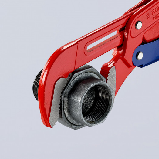 Ключ трубный 2 S-образные тонкие губки с быстрой регулировкой 70 мм (2 3/4) L-550 мм красный Cr-V многоэтапная закалка в масле KN-8360020