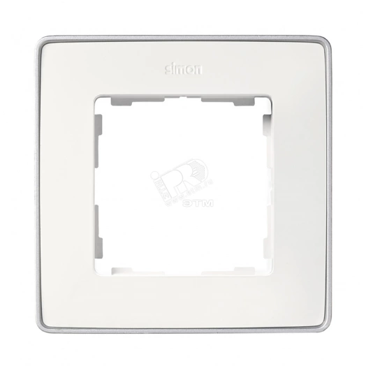 Рамка 1 пост белый основание алюминий