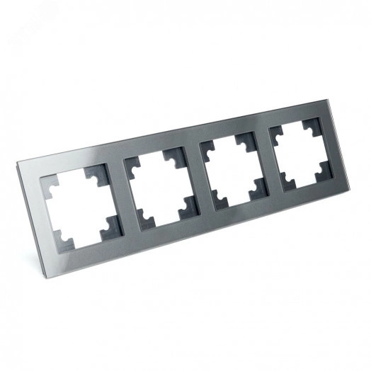Рамка четырехместная горизонтальная, серия Катрин, графит, Stekker