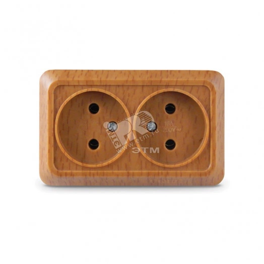 Розетка Олимп двойная без заземления бук