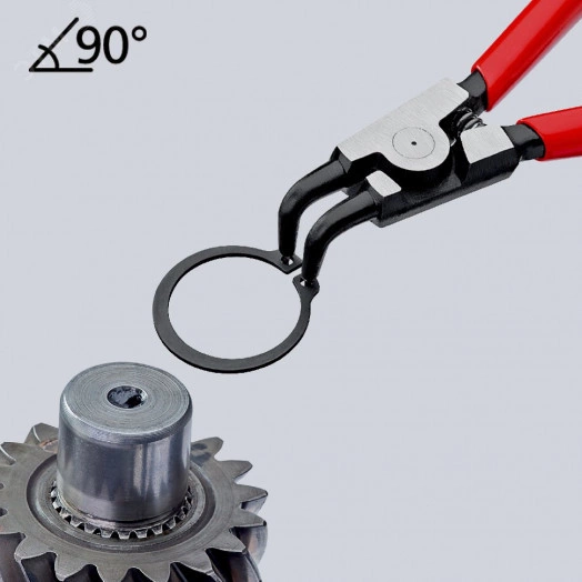 Щипцы для внешних стопорных колец губки под углом 90° посадочный размер  19 - 60 мм диаметр наконечников  18 мм L-170 мм Cr-V чёрные обливные рукоятки KN-4621A21