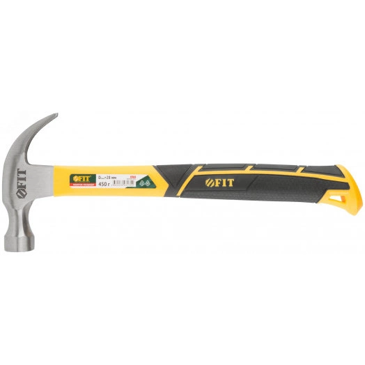 Молоток-гвоздодер, фиброглассовая усиленная ручка, Профи 28 мм, 450 гр.