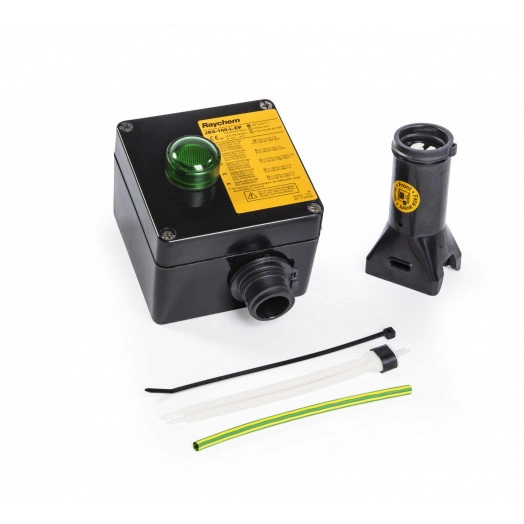 Интегрированная соединительная коробка для подвода питания к одному греющему кабелю с индикационной лампой (зеленая) и пластиной заземления, не требует горячего монтажа, ATEX