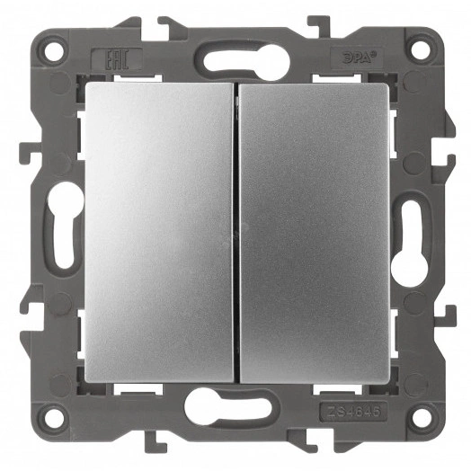 Переключатель двойной, 10АХ-250В, Эра Elegance, алюминий,14-1106-03