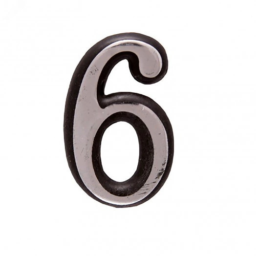 Цифра дверная на двусторонней клеевой основе, АЛЛЮР пластик 6 хром