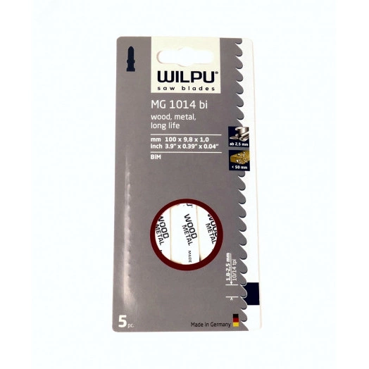 Пилка для лобзика MG 1014 bi х5шт/уп (аналогT111HF) для стали 2.5-10мм, строительные материалы с остатками металла до 50мм