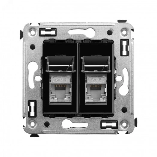 Avanti Розетка RJ-45 в стену, кат.6 двойная экранированная, ''Черный квадрат''