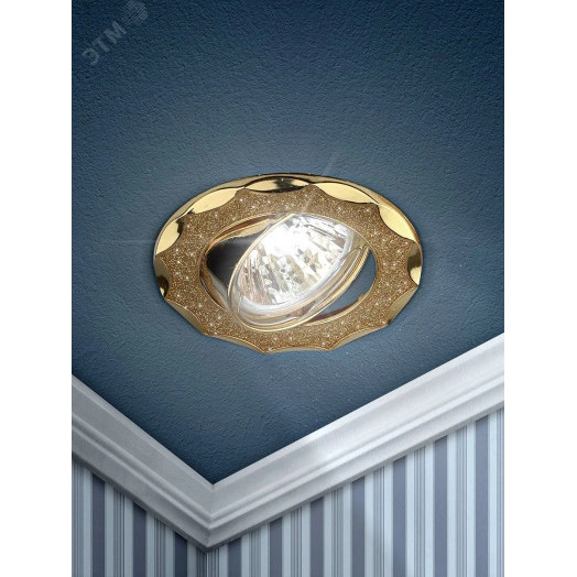Светильник  декор звезда  со стеклянной крошкой MR16,12V/220V, 50W, золото/золото DK17 GD/SH YL  ЭРА