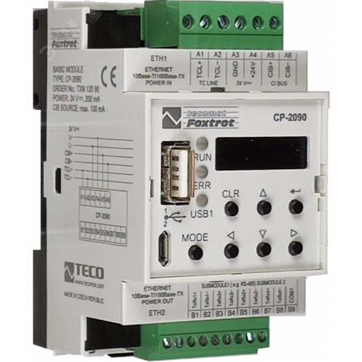 Центральный контроллер CP-2090 CP-2090, CPU/1core, 2xETH100/10, 128kB databox, LCD-7mm, CH1-4, 1xCIB, 1x TCL2