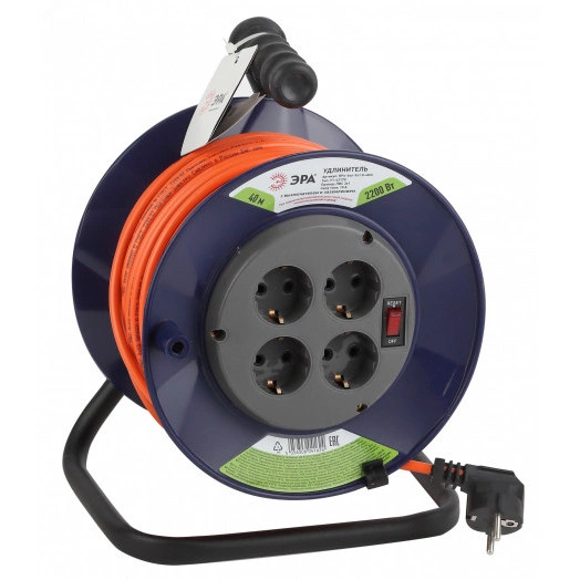 Удлинитель силовой RPx-4es-3х1.0-40m на п. катушке c/з 4 гн 40м ПВС 3х1 RPx-4es-3х1.0-40m ЭРА