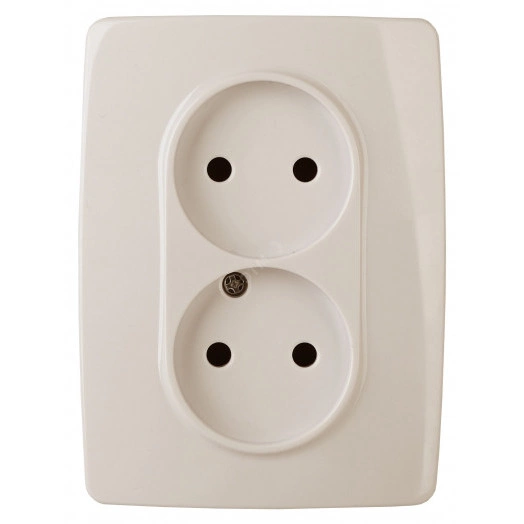 Розетка 2X2P, 16A-250В, винт, Эра12, слоновая кость, 12-2117-02