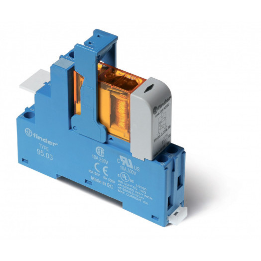 Интерфейсные модули реле с клипсой-держателем, Светодиод, Контакты AgNi, 1CO 10A, 120VAC, Блистерная упаковка с 1 реле,