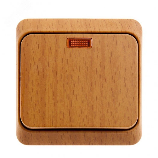 ЭТЮД Выключатель одноклавишный наружный с подсветкой бук сх.1