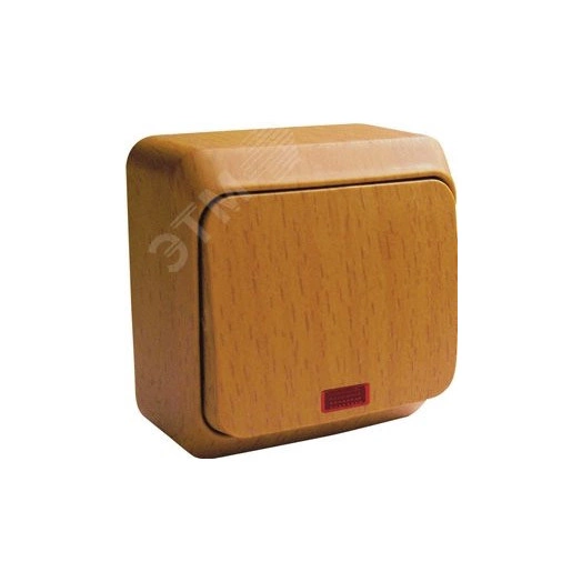 ЭТЮД Выключатель одноклавишный наружный с подсветкой бук сх.1