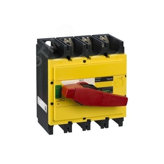 Выключатель-разъединитель INS630 3п красная рукоятка/желтая панель