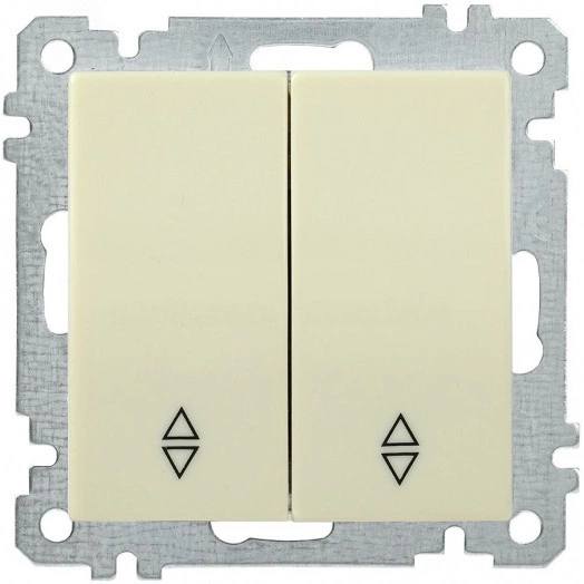 ВС10-2-2-Б Выключатель двухклавишный проходной 10А BOLERO кремовый IEK