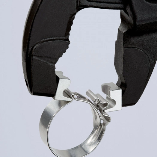 Щипцы для хомутов с защёлкой L-180 мм Cr-V серые узкая голова для труднодоступных мест блистер KN-8551180CSB