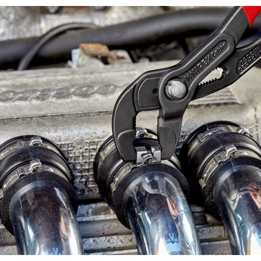 Щипцы для хомутов с защёлкой L-180 мм Cr-V серые узкая голова для труднодоступных мест блистер KN-8551180CSB