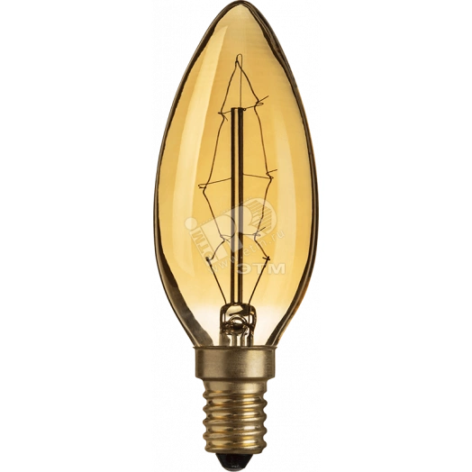 Лампа накаливания декоративная 40вт C35 230в Е14 винтаж