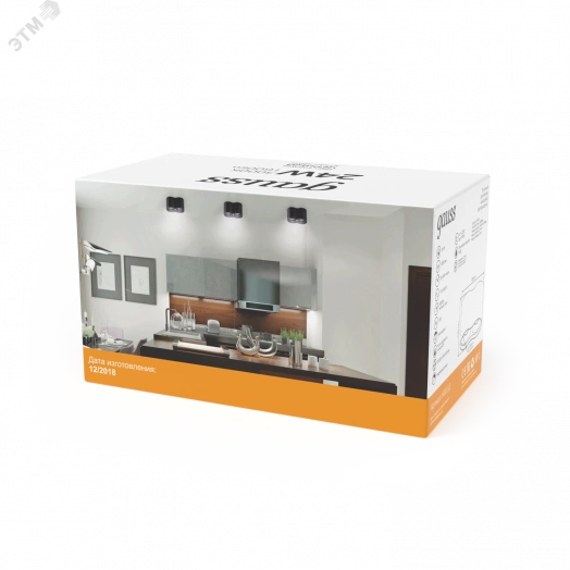 Светильник светодиодный накладной ДПО 24 Вт 1600 Лм 3000К двойной цилиндр черный IP20 LED 180х100 мм 170-240 В Overhead Gauss