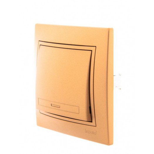 Выключатель 1-кл. СП Mira 10А IP20 со вставкой зол. метал. LEZARD 701-1313-100 Выключатель 1-кл. СП Mira 10А IP20 со вставкой зол. метал. LEZARD 701-1313-100