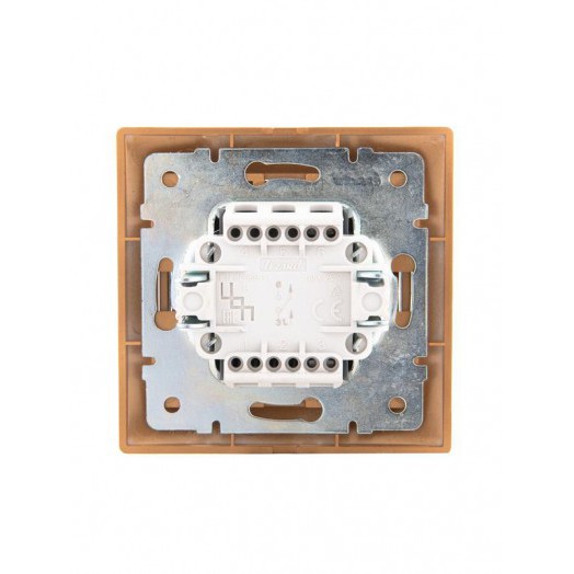 Выключатель 1-кл. СП Mira 10А IP20 со вставкой зол. метал. LEZARD 701-1313-100 Выключатель 1-кл. СП Mira 10А IP20 со вставкой зол. метал. LEZARD 701-1313-100