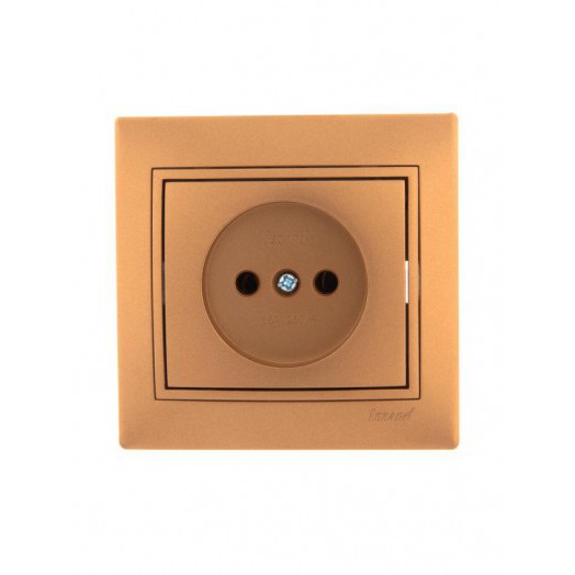 Розетка 1-м СП Mira 16А IP20 без заземл. со вставкой керамика зол. метал. LEZARD 701-1313-121