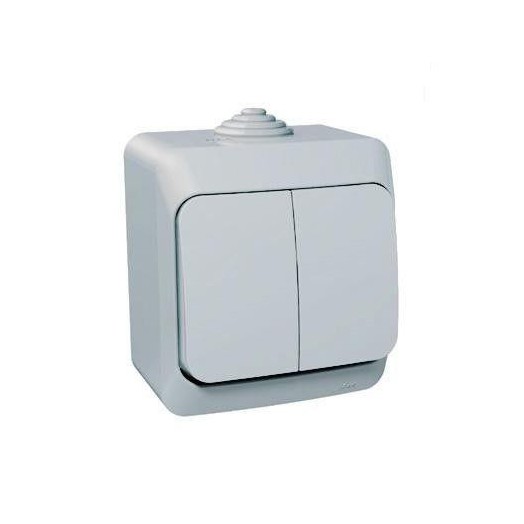 Выключатель 2-кл. ОП Этюд 10А IP44 10AX сер. SchE BA10-042C