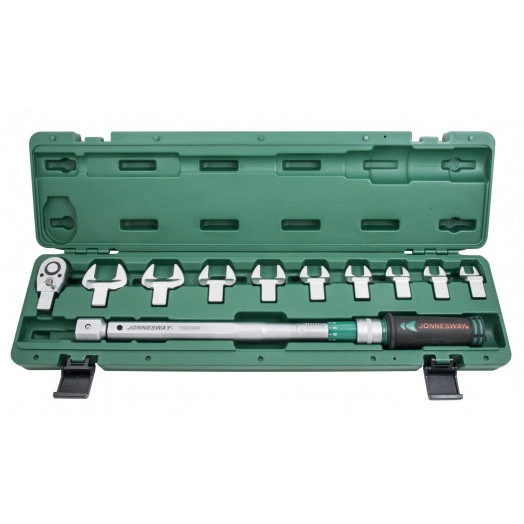 Ключ динамометрический 1/2''DR со сменными рожковыми насадками 13-30 мм и приводом,  40-200 Нм