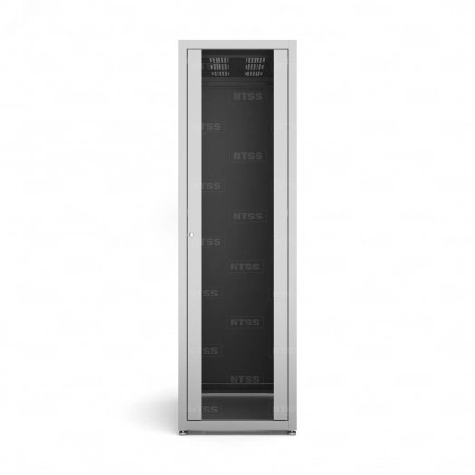 Шкаф напольный телекоммуникационный NTSS RS 42U 600х800мм, 4 профиля 19, двери стекло и сплошная металл, регулируемые опоры, боковые стенки съемные, разобранный, серый RAL 7035