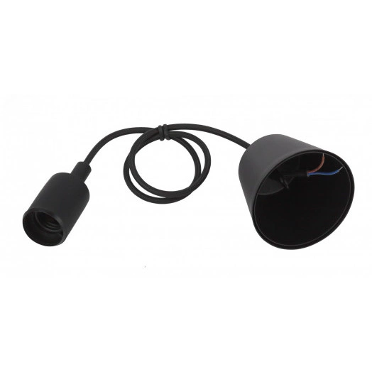 Патрон пластиковый Е27 с подвесом  черный (60/720) ЭРА