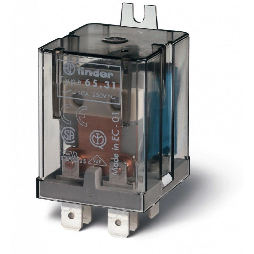 Реле силовые боковой монтажный фланец Faston 250 AgCdO 1NO+1NC 20A