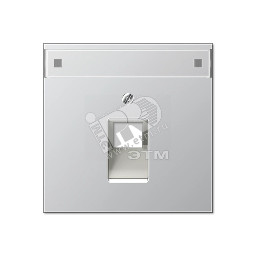 Крышка для ординарной телефонной и компютерной розетки UAE с полем для надписи  алюминий