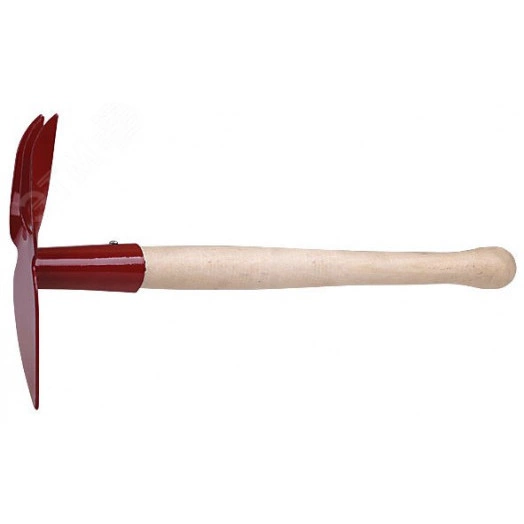 Мотыжка комбинированная с деревянной ручкой, 3 витых зуба, профиль лепесток