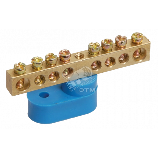 Шина PE земля на одном угловом изоляторе ШНИ-6х9-18-У1-Ж