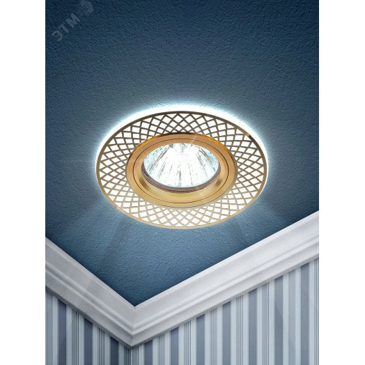 DK LD42 WH/GD Точечные светильники ЭРА декор cо светодиодной подсветкой MR16, белый/золото