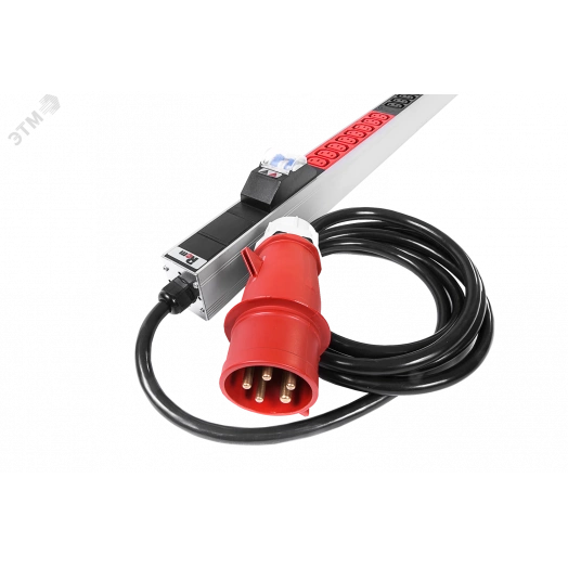 Блок розеток вертикальный, мониторинг, измерение, 3 фазы 32А, авт, 36C13, 1820 мм, вх IEC 309, шнур 3м