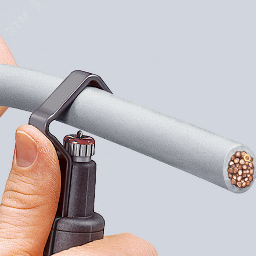 Стриппер для круглого кабеля (ПВХ резина силикон ПТФЭ) режимы реза: по окружности и продольный зачистка:  6 -29 мм L-135 мм корпус из противоударного пластика блистер KN-1630135SB