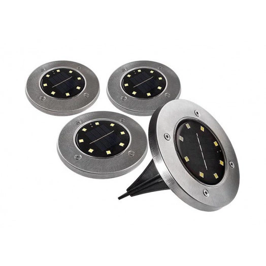 Светильник светодиодный SLR-S14 8SMD грунтовый IP44 корпус нерж. сталь солнечная батарея (уп.4шт) ФАZА 5041011