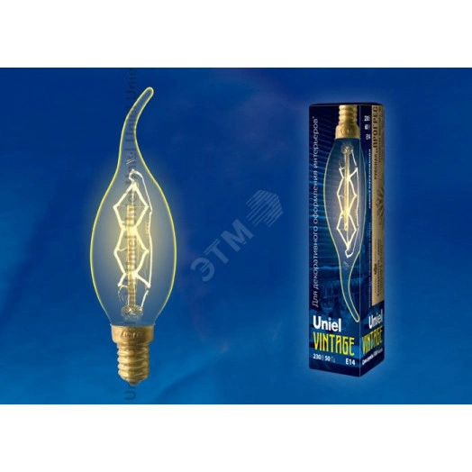Лампа накаливания декоративная ЛОН 60 вт 250 Лм Е14 Vintage IL-V-CW35-60/GOLDEN/E14 ZW01Uniel