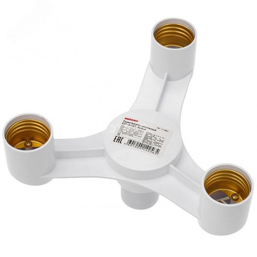 Разветвитель цокольный Е27-3хЕ27 белый