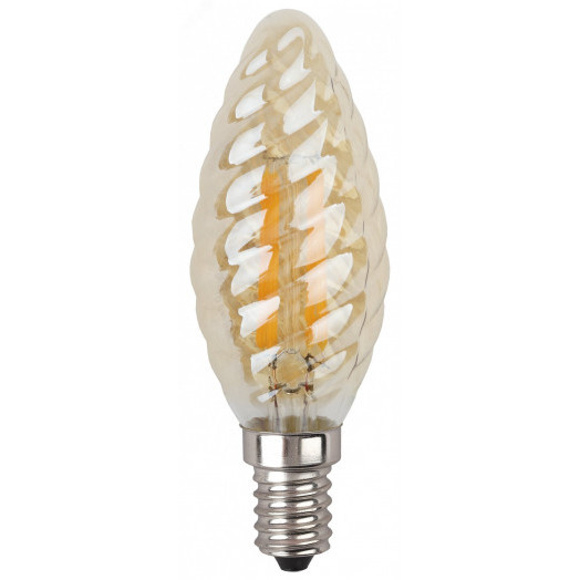 Лампа светодиодная филаментная F-LED BTW-7W-827-E14 gold (филамент, свеча витая золот., 7Вт, тепл, E14 (10/100/2800) ЭРА